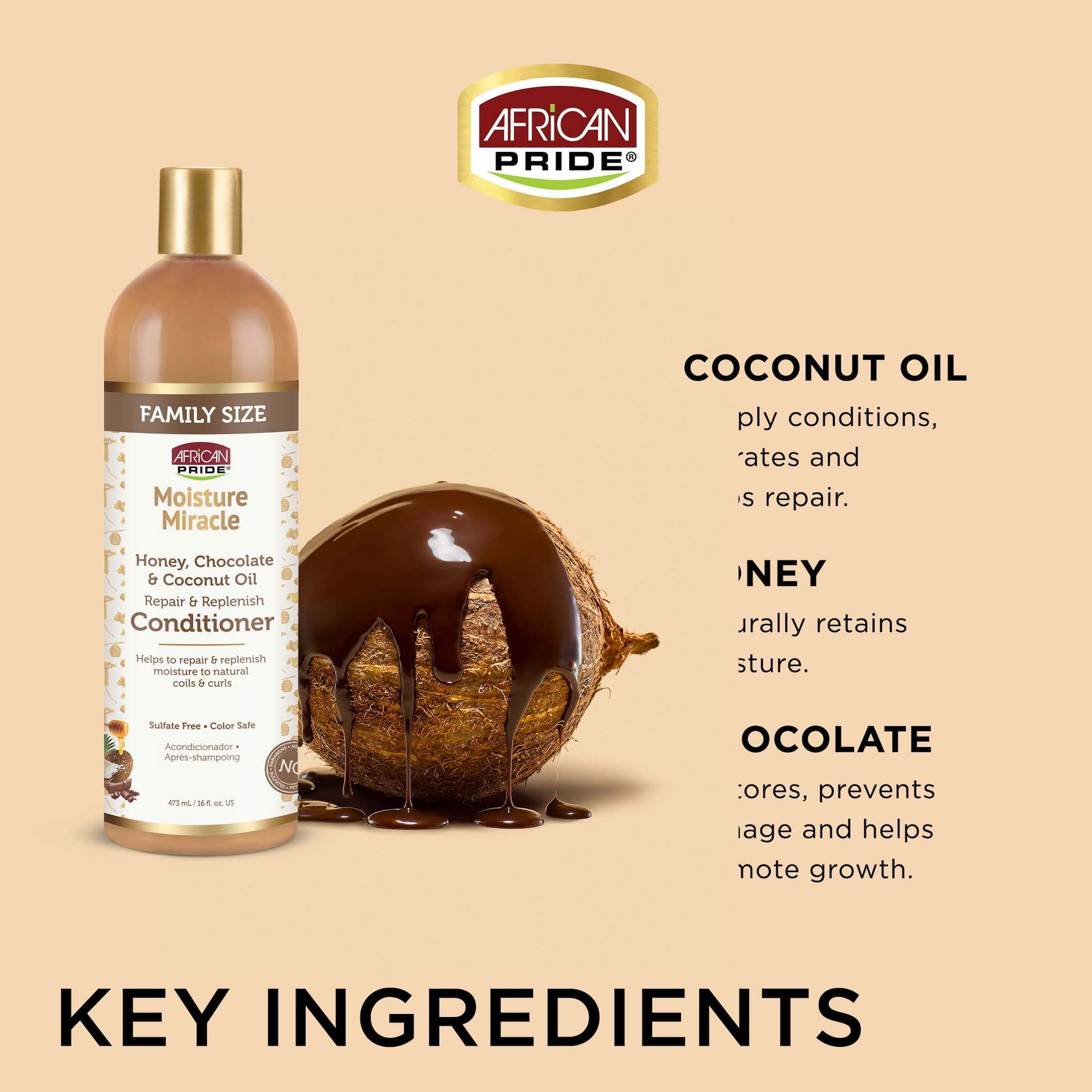 African Pride Moisture Miracle Shine Enhancing Repair and Replenish Daily Conditioner, 16 fl oz