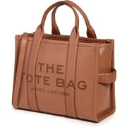 Marc Jacobs Womens One Size Full Grain Leather Solid Print Tote Bag, Argan Oil