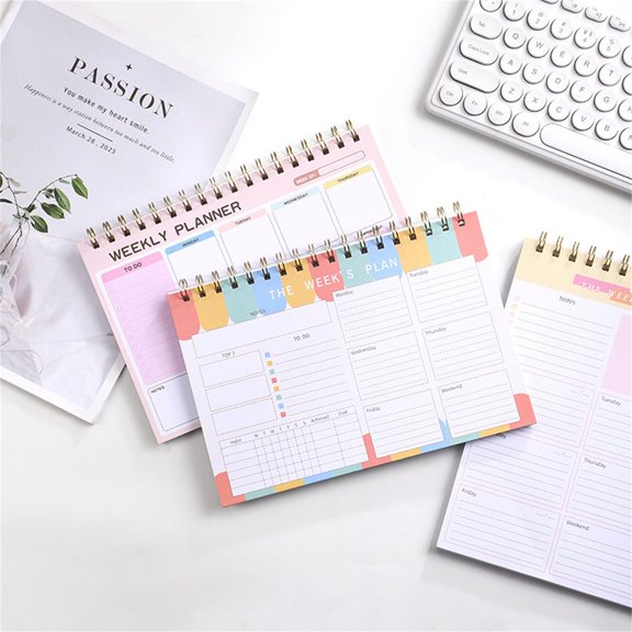 Hxoliqit,Black Chenille Stems Weekly To Do List Notepad Undated Desk Planner For Women & Man Work And Home With Multiple Functional