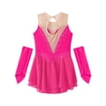 thumbnail image 6 of ranrann Ice Figure Skating Dress for Girls Rhinestone Mesh Chiffon Ballet Dance Leotard Dress Outfits Hot Pink 8, 6 of 7