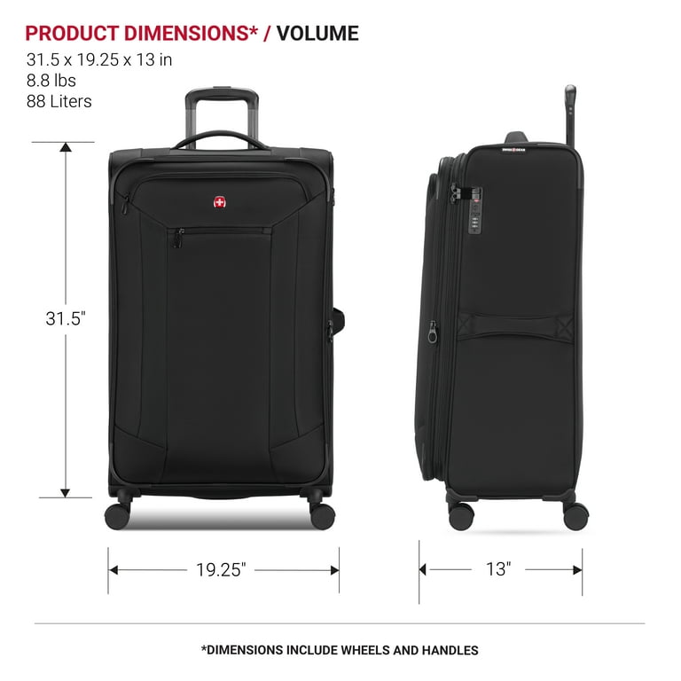 SWISSGEAR Stride Expandable Large Checked Spinner Luggage, Black