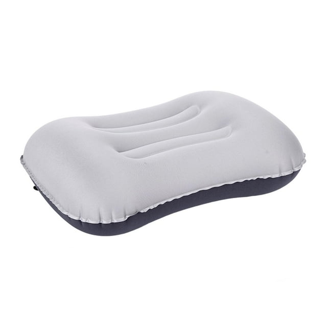 Miulika Inflatable Camping Pillow Compressible Multipurpose Lightweight Neck Support Portable for Beach Cars Sleeping Airplane Hiking Light Gray