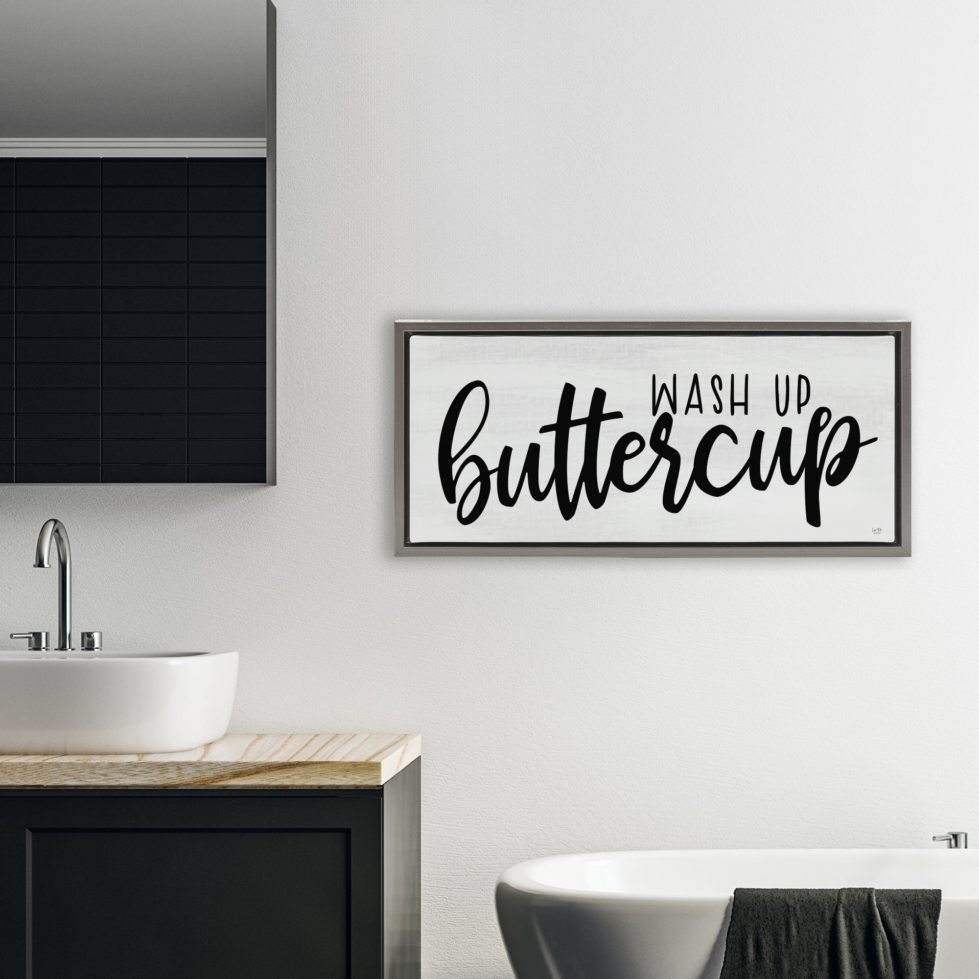 Stupell Industries Wash Up Buttercup Gray Framed Floater Canvas Wall Art, design by Lux + Me Designs
