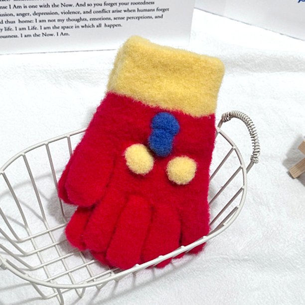 Guantes para niños, cálidos, de invierno, con forro polar, gruesos, de cinco dedos, multidedos, para niñas, de dedos completos, resistentes al frío