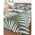 thumbnail image 3 of Quilts Twin Size Bedding Set, Palm Leaves Dark Green Lightweight Quilted Comforter, Summer Botanical Coastal Tropical Soft Reversible Bedspread Coverlet with Pillow Covers for All Season, 68" x 86", 3 of 7