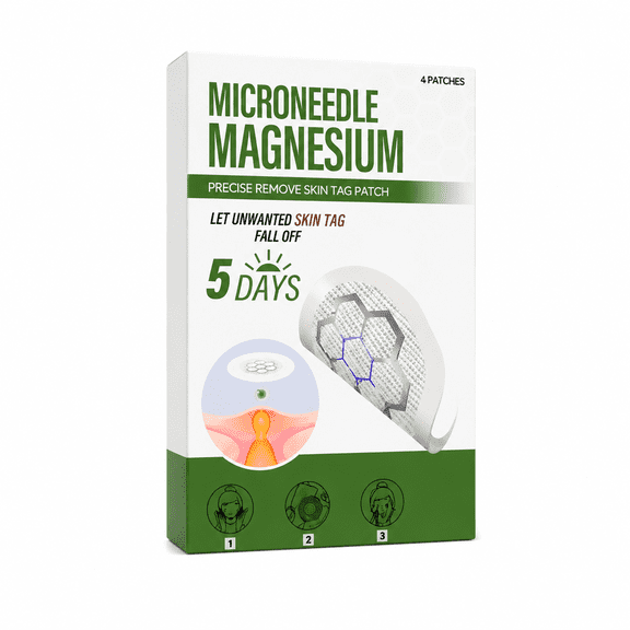 SELVORIA Microneedle Magnesium Skin Tag Patch 4 Pack Gentle Cleansing Long Lasting for All Skin Types Home Use
