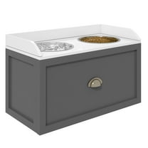 Elevated Dog Bowl Station with Storage, 21L Capacity, 2 Stainless Bowls - Gray - Large Breed
