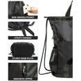 thumbnail image 4 of TRAILKICKER Drawstring Backpack Bag Basketball Football Volleyball Mesh Gym Sports String Drawstring Bag Waterproof for Men &Women with Smooth Zipper and Two Mesh Water Bottle Holder (Black), 4 of 8