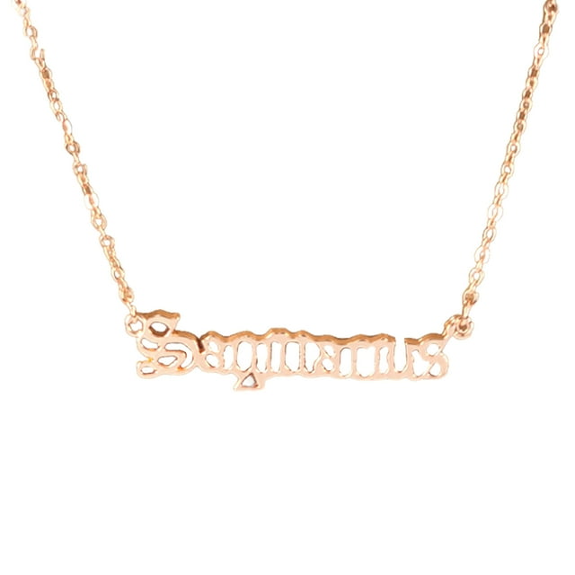 Collar del zodiaco Minnieouse Doce signos del zodiaco letra encanto joyería elegante cadena colgante para amantes Festival regalos oro rosa