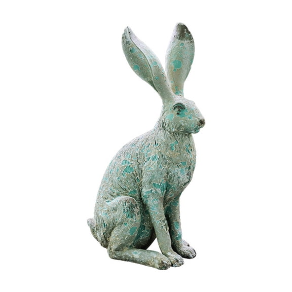 WEGFTDUOP Easter Festival Supplies Resin Simulated Bronzes Long Eared Bunny Decorative Ornament