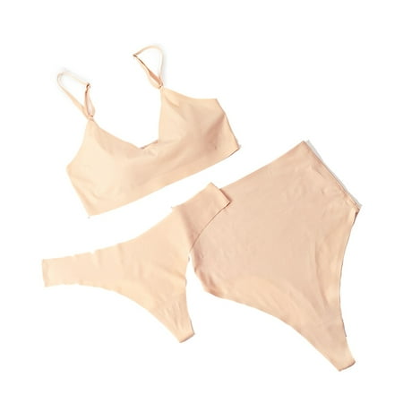 

Varsbaby Women s Seamless No Pedded Bra High Waist Thongs Set 3 Pcs