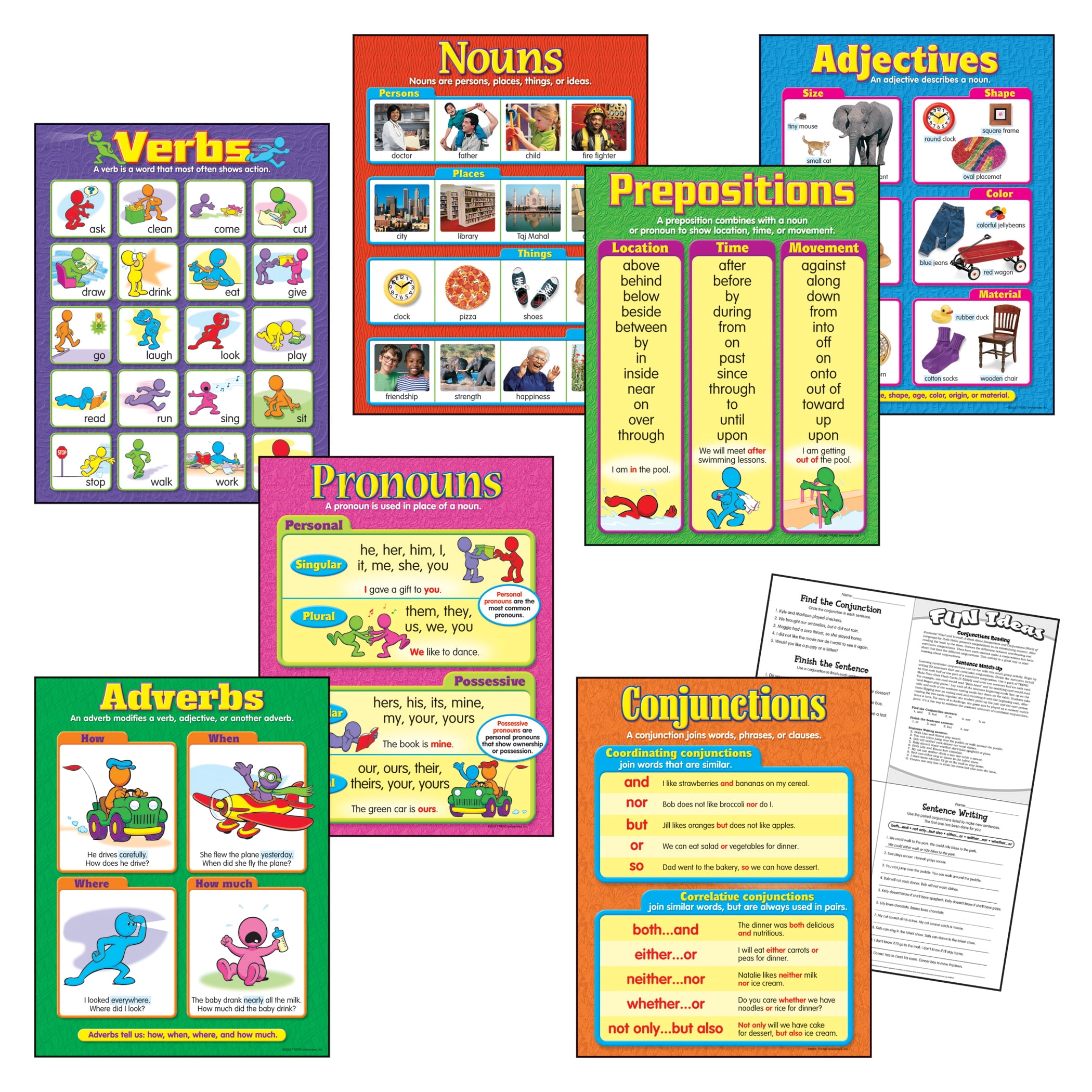 TREND Seven Parts of Speech Learning Charts Combo Pack, Set of 7