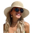 thumbnail image 1 of Gorro de sol FURTALK para mujer, verano, paja, playa, ala ancha, beige, 1 of 6