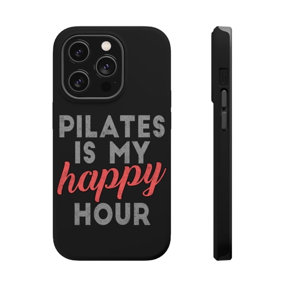 DistinctInk Tough Case for Apple iPhone 15 PRO (6.1" Screen), Compatible with MagSafe Charging - Pilates is My Happy Hour