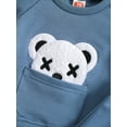 thumbnail image 5 of Infant Baby Boys 2PCS Pants Sets Long Sleeve Bear Embroidery Pullover and Drawstring Pants, 5 of 9