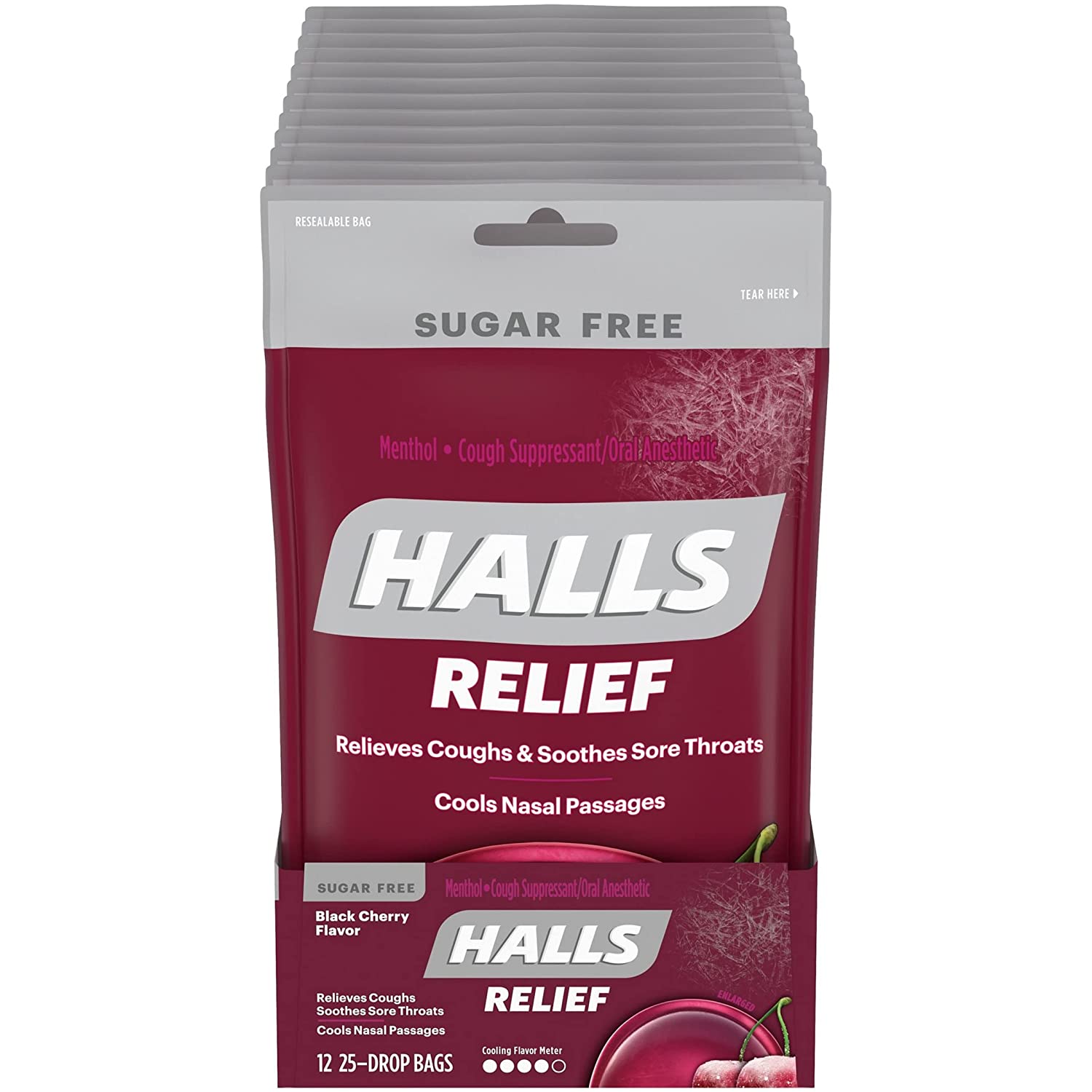HALLS Relief Black Cherry Sugar Free Cough Drops, 12 Bangladesh Ubuy