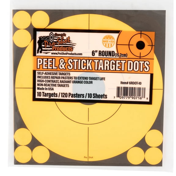 Pro-Shot 122980 6" Orange Peel Stick Dot (10 Sheets) Targets