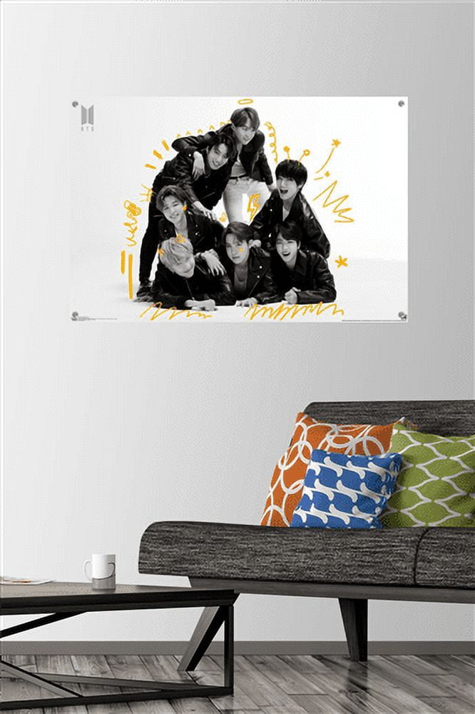 BTS - MOS7 - BW Wall Poster with Push Pins, 22.375" x 34"