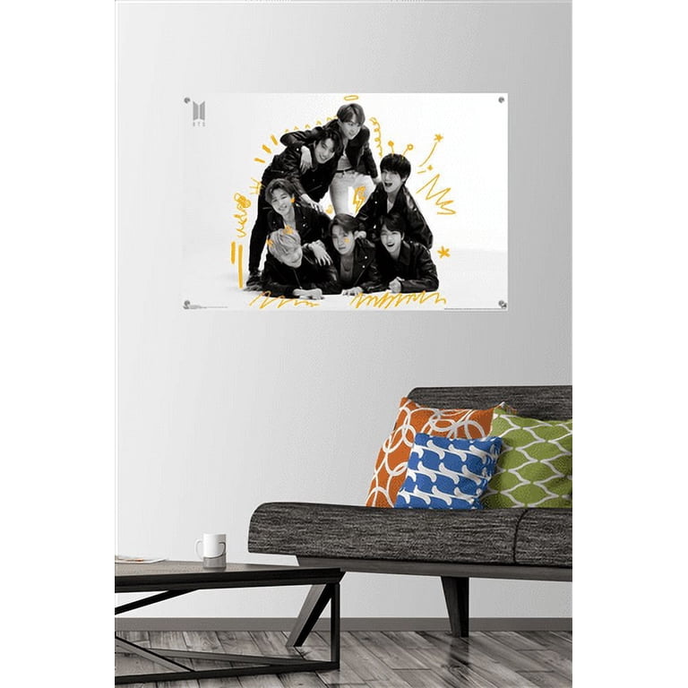 BTS - MOS7 - BW Wall Poster with Push Pins, 22.375