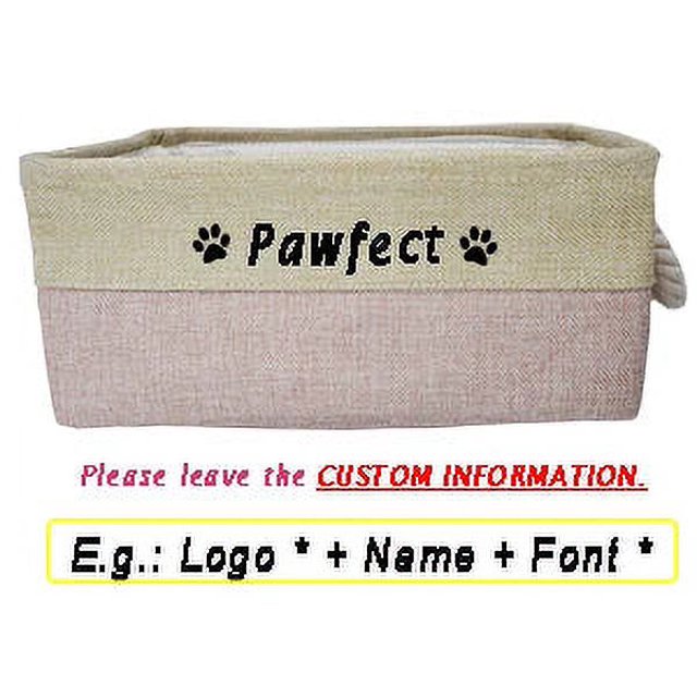 Personalized Dog Toy Basket Cat Storage Foldable Box Custom Name Pet Bins Canvas Collapsible For Clothes Pet Accessories ShopWise Round