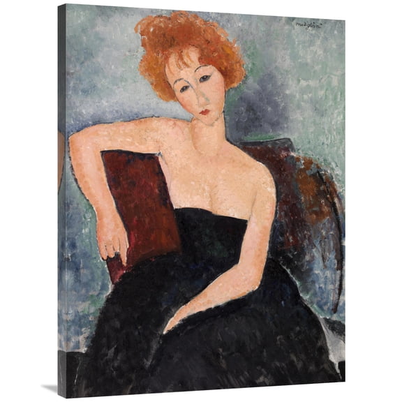 Global Gallery's 'Jeune fille rousse en robe de soir (detail)' by Amedeo Modigliani Stretched Canvas Wall Art