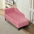 thumbnail image 7 of ACMEASE Velvet Lounge Chair with Storage Button Tufted Right Armrest Lumbar Pillow, Pink, 7 of 7