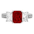 thumbnail image 3 of 3.61 ct Emerald Cut Natural Garnet 3 Stone 18K White Gold Womens Engagement Ring, 3 of 4