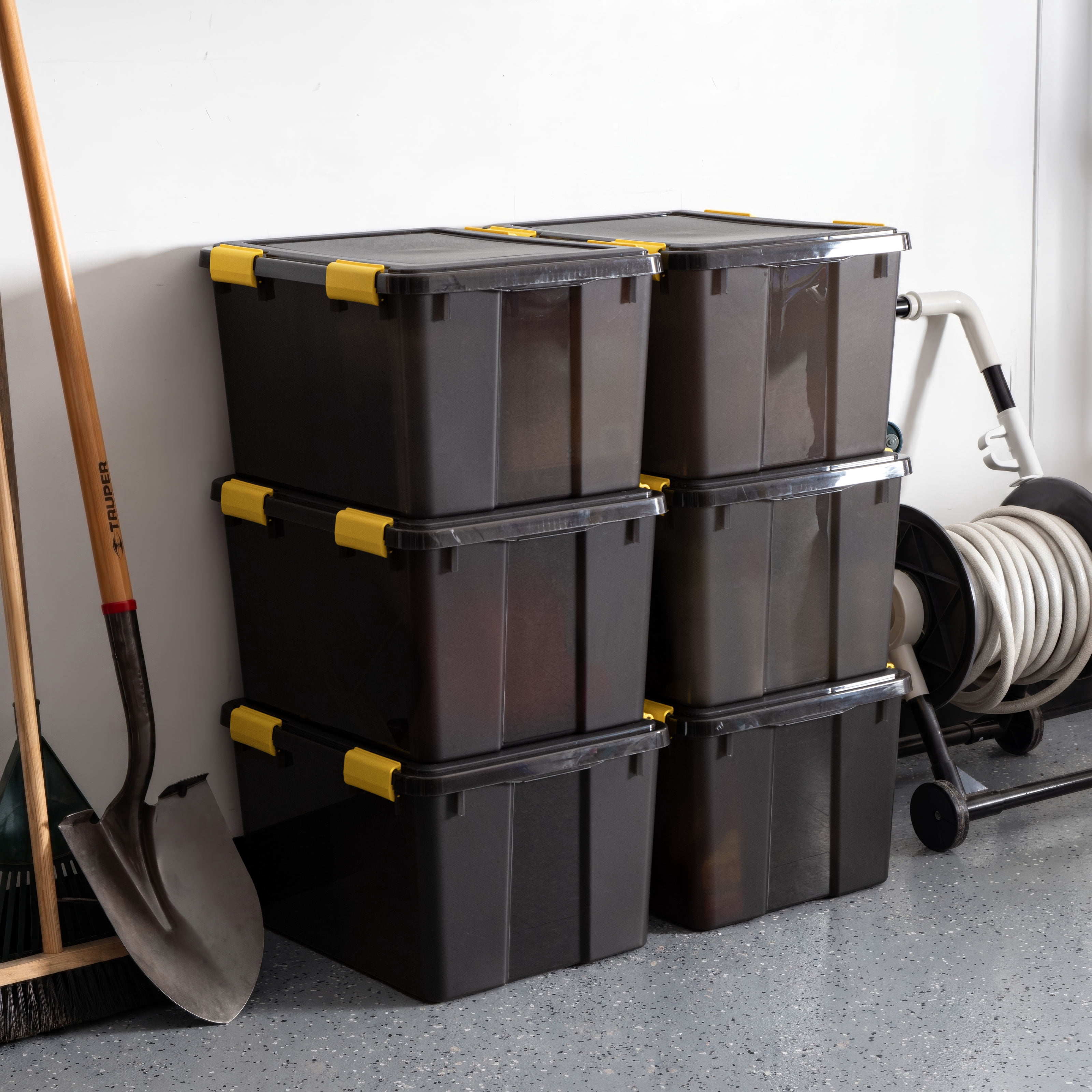 IRIS, 12 Gal Plastic Storage Bins with Sealed Lids, Black Gasket Box Airtight Containers 6Pk