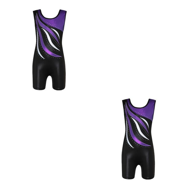 Qarigey Chicas con estilo Ballet Danza Gimnasia Leotardos Cómodos Tank Boy Shorts 2piezas