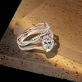 thumbnail image 3 of Divine Creation Women's 2.15 Ct Oval Cut White Diamond Christmas Thanksgiving Engagement Bridal Ring Set 14K Rose Gold Plated 925 Sterling Silver -6, 3 of 3