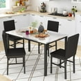 thumbnail image 2 of AWQM Dining Table Set for 4, Modern 5 Piece Dining Table Set, Faux Marble Kitchen Table and 4 Velvet Upholstered Chairs for Apartments, Dining Rooms, Small Spaces, White/Black, 2 of 10