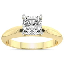 1 Carat IGI Certified Cushion Shape Lab Grown Diamond Engagement Ring | 14K Yellow Gold |Eloise Solitaire Knife Edge Diamond Ring | FG-VS1-VS2 Quality Friendly Diamonds