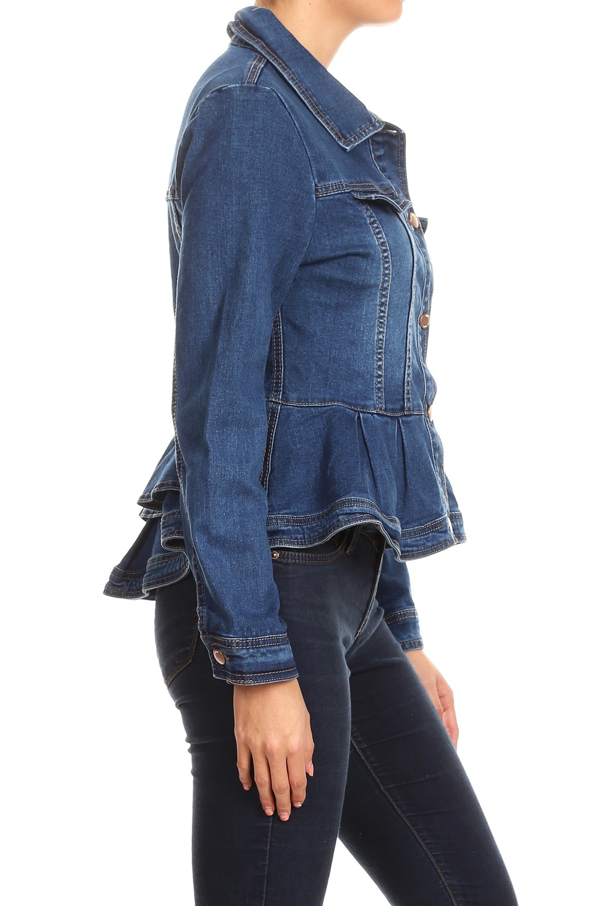 Fashion2Love Women's Plus / Juniors Size Premium Denim Premium Bodice Long Sleeve Jacket - image 3 of 8