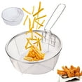 thumbnail image 1 of Panier à Frire en Acier Inoxydable avec Poignée Panier de Cuisine Rond pour Frites Anneaux d'Oignon Poulet Frit, 1 of 7
