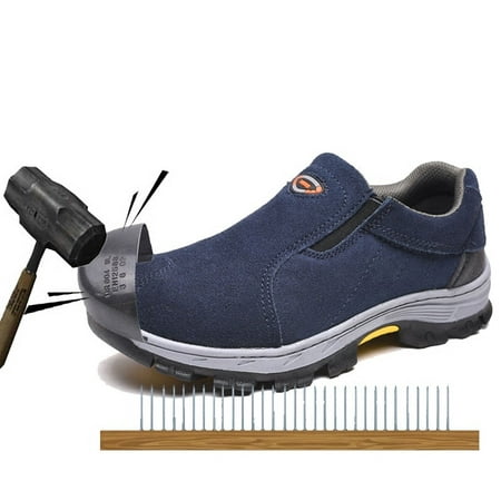Steel Toe Shoes Men, Safety Work Reflective Strip Puncture Proof Footwear Industrial & Construction