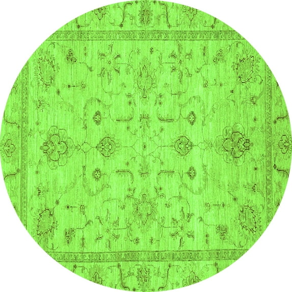 Ahgly Company Indoor Round Abstract Green Modern Area Rugs, 8' Round