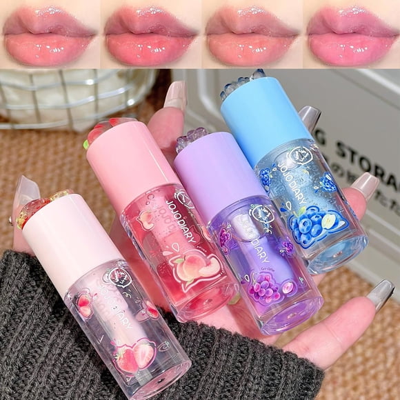 Set de Aceites Labiales Bekoeen 4 Piezas Hidratantes con Brillo Frutal