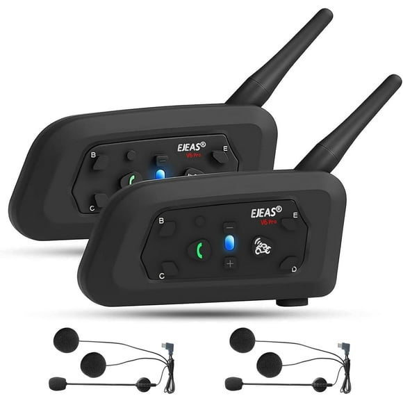 EJEAS V6 Pro Casque Bluetooth pour Moto, Système de Communication avec Interphone pour 2 Motards Amélioré avec Réponse Automatique aux Appels et Réduction de Bruit pour Moto