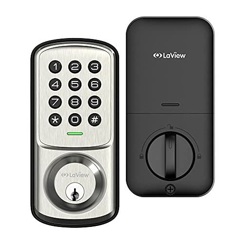 LaView - Cerradura de puerta con teclado, cerradura de puerta de entrada sin llave, cerradura electrónica para puerta delantera, puerta de recámara, puerta de cochera, cerradura