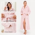 thumbnail image 4 of HEARTNICE Womens Hooded Fleece Robe, Long Fluffy Thick Warm Plush Bathrobe,(Black,L-XL), 4 of 6