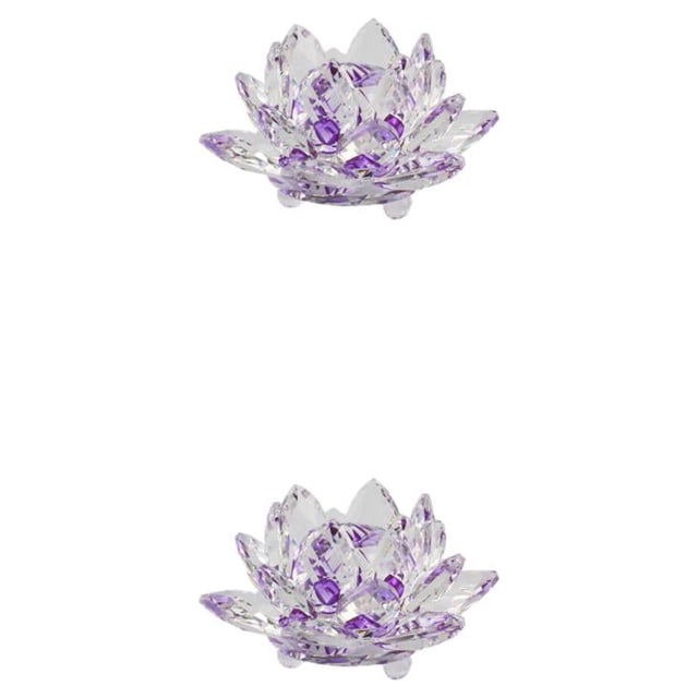 Toystoory Flor de loto de cristal Piedras naturales Minerales Pisapapeles Cristales Colección de flores Figuras Banquete de boda Púrpura Púrpura 2piezas