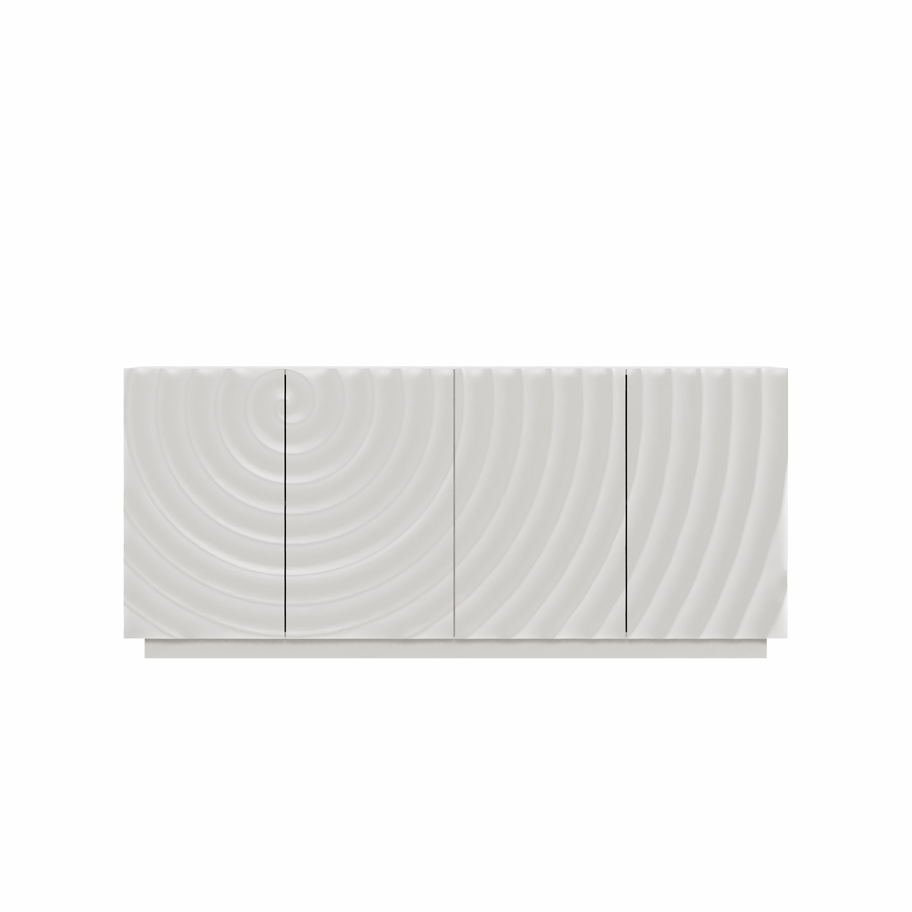 Aukfa Accent Sideboard Buffet Cabinet,Accent Storage Credenza with Ripple Door for Dining & Living Space,White