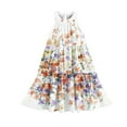 thumbnail image 5 of Abcomgle Girls Midi Dresses 10-12 Casual Halter Neck Sleeveless Midi Dress Floral Print A-line Sundresses Holiday Swing Skirt 7-8 Years,Orange, 5 of 7