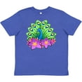 thumbnail image 3 of Inktastic Peacock and Flowers Youth T-Shirt, 3 of 5