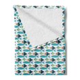 thumbnail image 2 of Scandinavian Soft Flannel Fleece Blanket, Nautical Composition with School of Fish Pattern Colorful Animals Dashed Lines, Cozy Plush for Indoor and Outdoor Use, 50" x 60", Multicolor, by Ambesonne, 2 of 5
