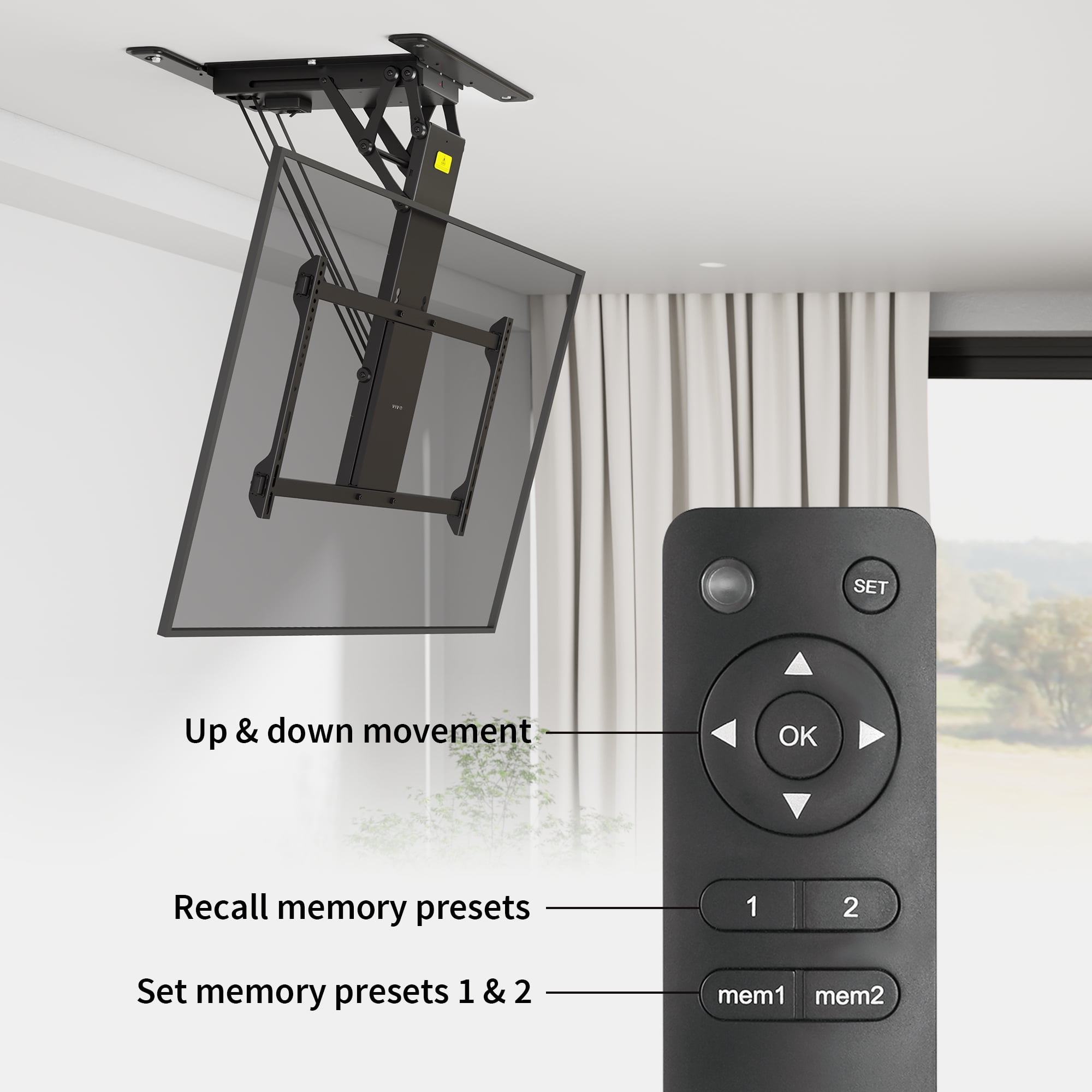 VIVO Motorized Flip Down Pitched Roof Ceiling TV Mount for 40" to 85" Screen