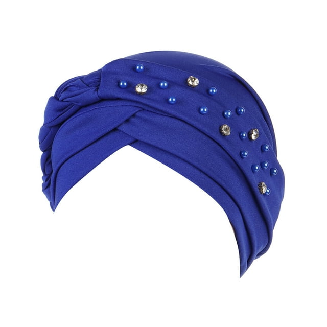 Womens Large Elastic Solid Color Comfortable Flat Hat Single Color Stud Bead Single Color Single Strip Stud Bead Drill Braid Cap