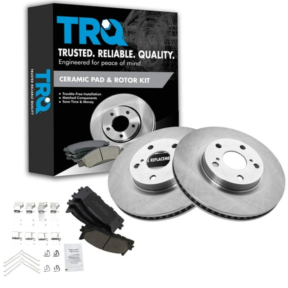 TRQ Front Brake Pad & Rotor Kit Brake Pads Brake Rotor Ceramic Fits Select 2013-2018 Lexus ES300h 2007-2018 ES350 2008-2018 Toyota Avalon 2007-2017 Camry
