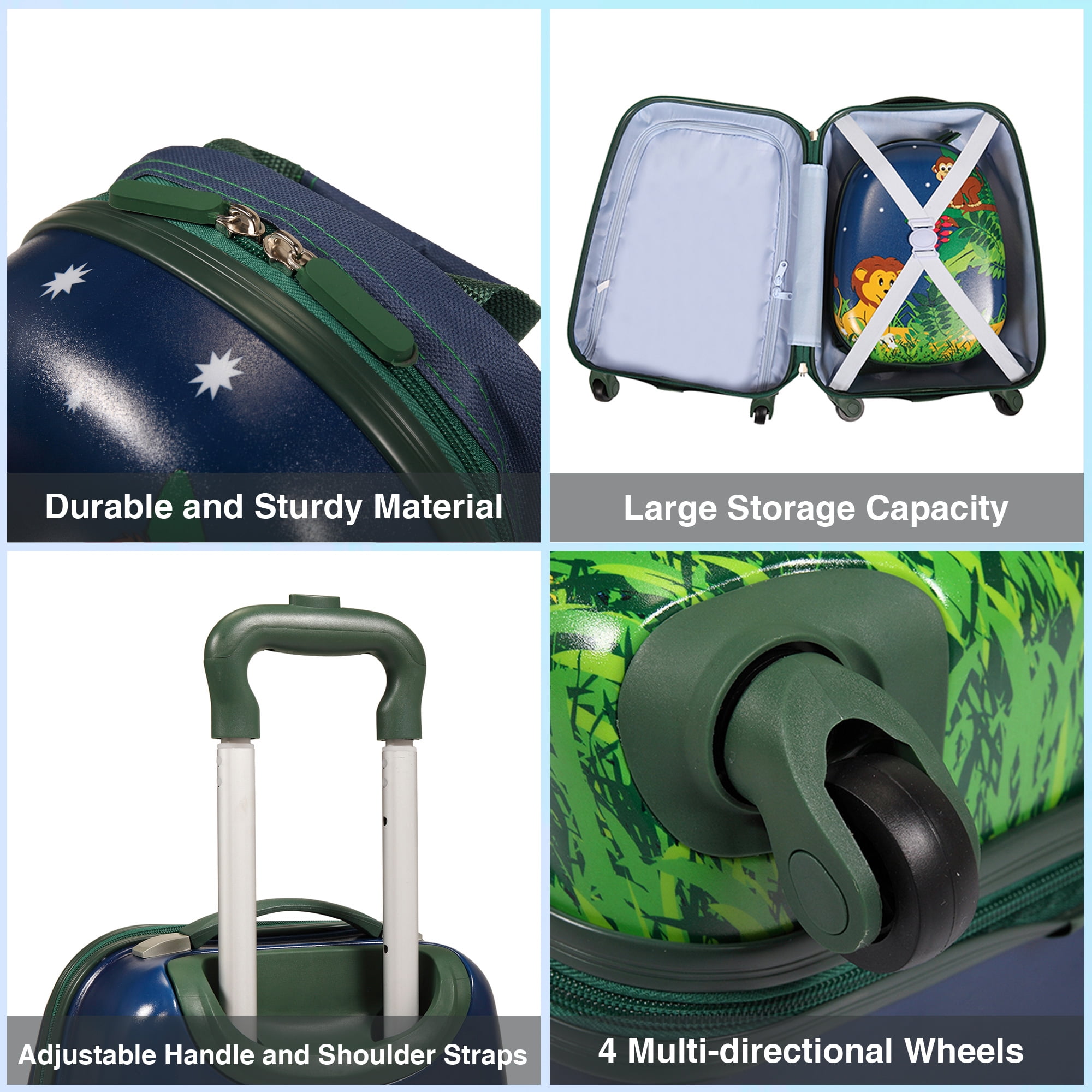 Kepooman 2Pcs Kids Luggage Set, 12" Backpack and 16" Spinner Case, Rolling Suitcase with Spinner Wheels, Navy Blue Kepooman 2Pcs Kids Luggage Set, 12" Backpack and 16" Spinner Case, Rolling Suitcase with Spinner Wheels, Navy Blue