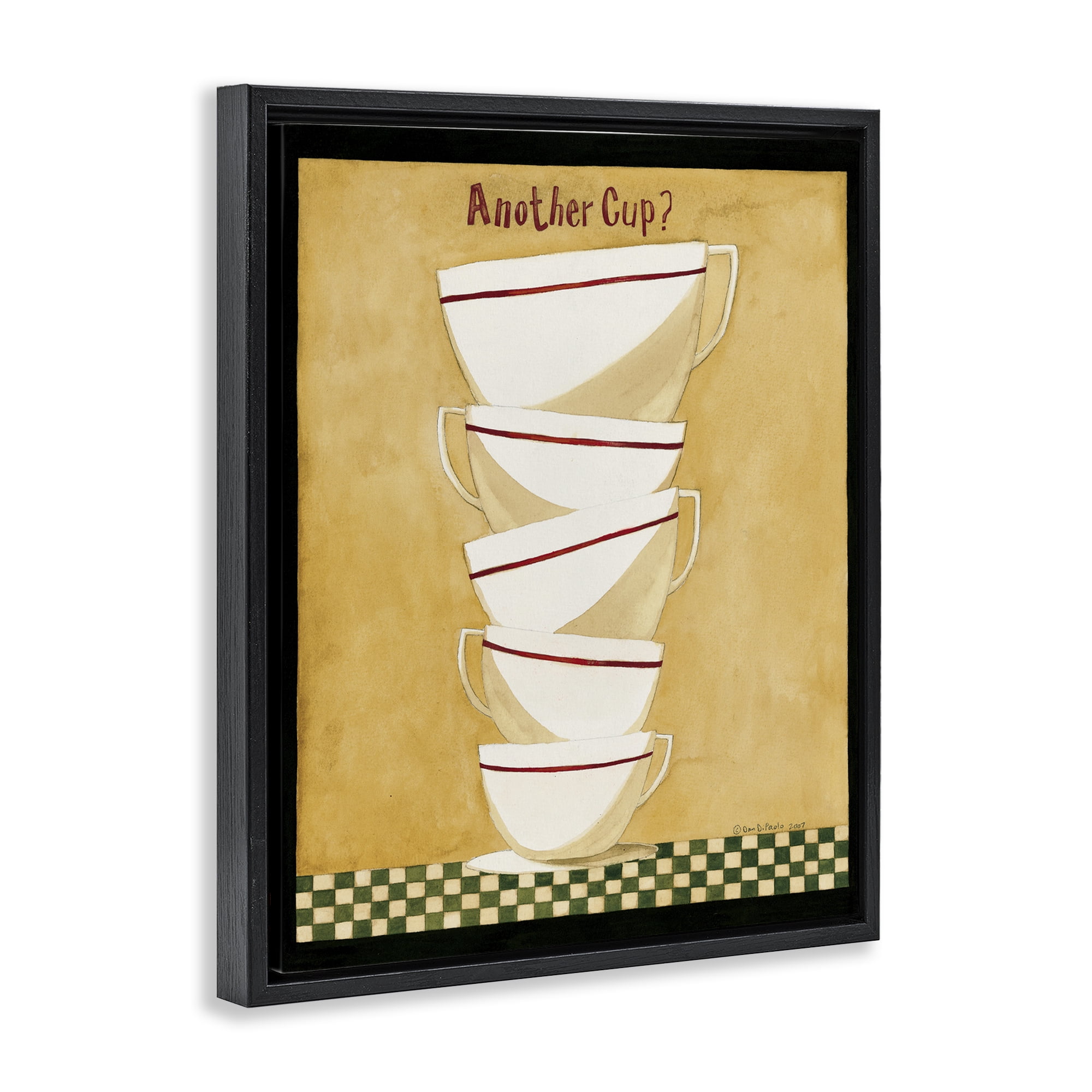 Stupell Industries Stacked Mug Collection Food & Beverage Painting Black Floater Framed Art Print Wall Art, 17 x 21